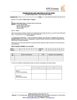 Transmission-Cum-Dematerialization Form