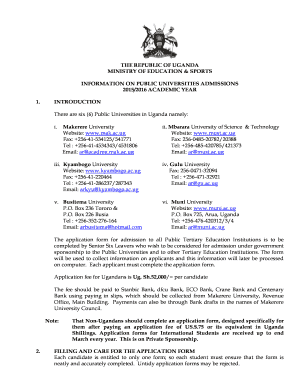 Uganda Public Universities Admission Form