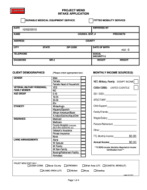 Project MEND Intake Application