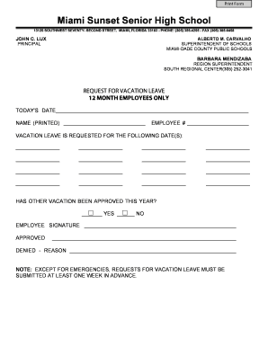 Vacation Leave Request Form