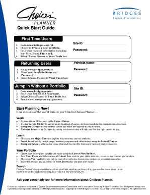 Choices Planner Quick Start Guide