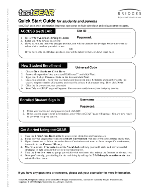 testGEAR Student Quick Start Guide