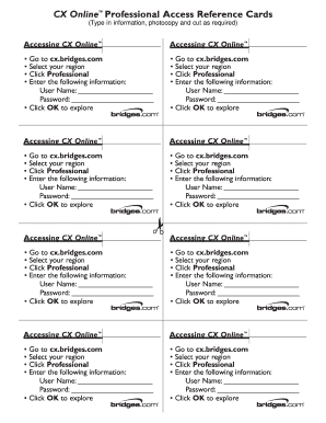CX Online Professional Access Reference Card