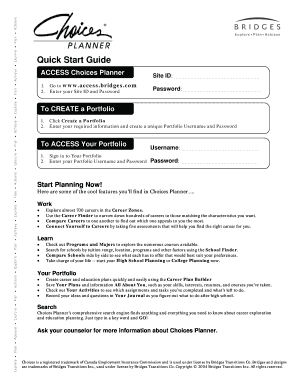 Choices Planner Quick Start Guide