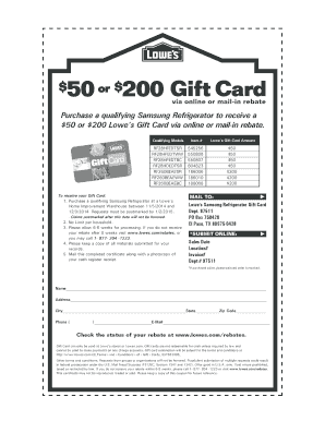 Lowe's Samsung Refrigerator Rebate Form