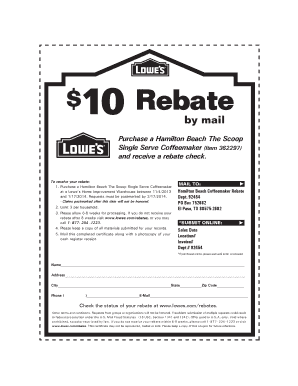 Hamilton Beach Coffeemaker Rebate Form