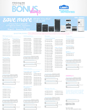 Frigidaire Gallery Appliance Rebate Form