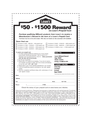 Lowe's Millwork Reward Certificate