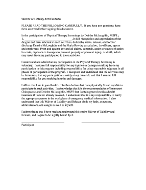 Waiver of Liability and Release