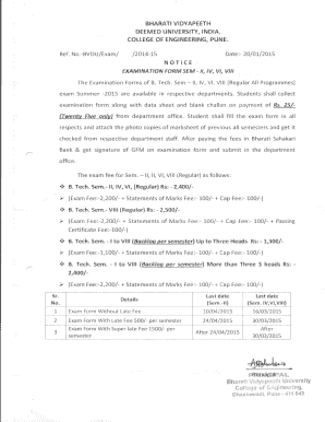 Bharati Vidyapeeth Exam Form