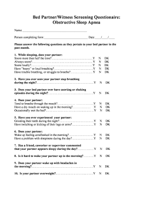 Obstructive Sleep Apnea Bed Partner Screening Questionnaire
