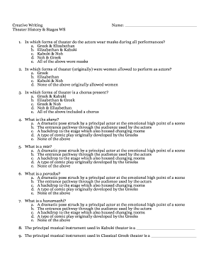 Theater History Worksheet