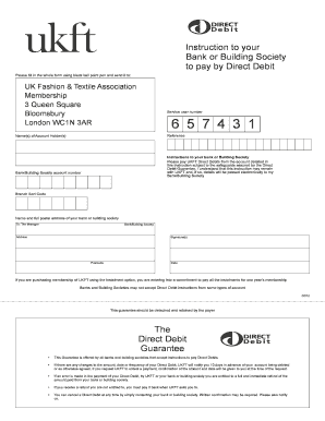 UKFT Membership Direct Debit Instruction Form