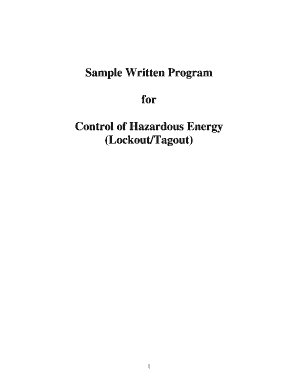 Sample Written Program for Control of Hazardous Energy (Lockout ...