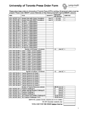 University of Toronto Press Order Form