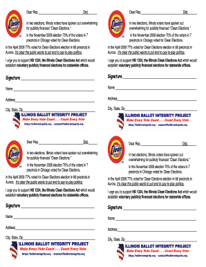 Illinois Clean Elections Act Support Letter