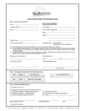 Interbank Giro Application for Education Trust Fund