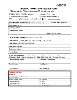Internal Transfer Instruction Form