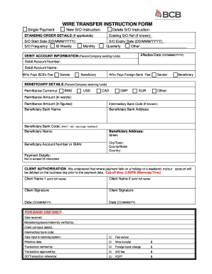 Wire Transfer Instruction Form