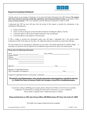 Request for Accounting of Disclosures