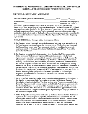 National Integrated Group Pension Plan Participation Agreement