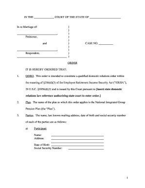 Qualified Domestic Relations Order for Pension Division