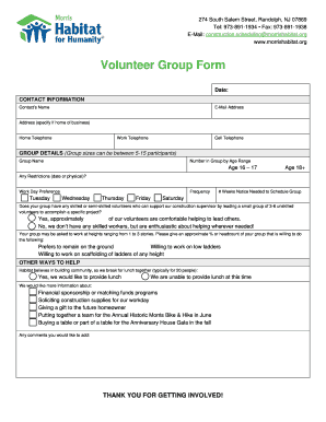 Volunteer Group Form