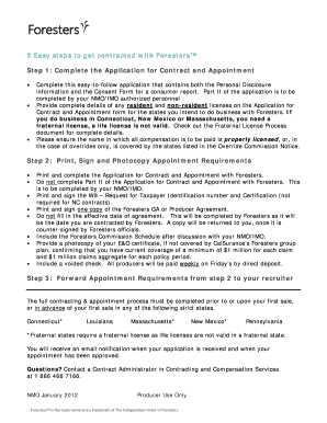 Application for Contract and Appointment with Foresters