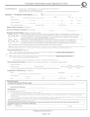 Contract Information and Signature Form