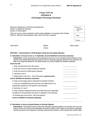 Wisconsin Child Support Percentage Worksheet