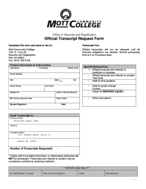Official Transcript Request Form
