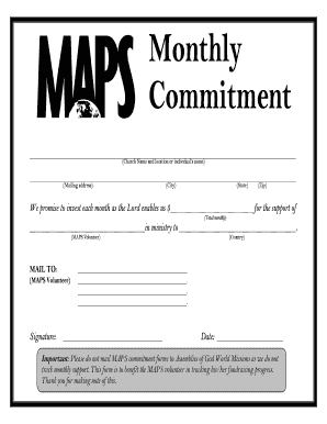 MAPS Volunteer Monthly Commitment Form