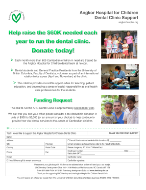 Angkor Hospital for Children Dental Clinic Donation Form