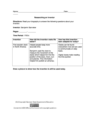 Researching an Inventor Worksheet