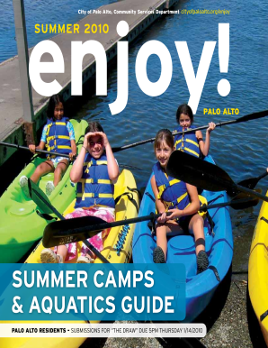 Palo Alto Summer Camps and Aquatics Registration Form