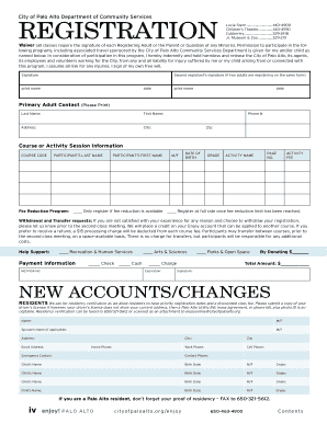 City of Palo Alto Children's Activity Waiver