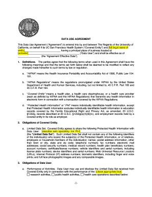 Data Use Agreement for Protected Health Information