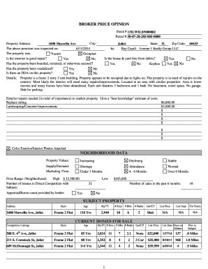 Broker Price Opinion Form