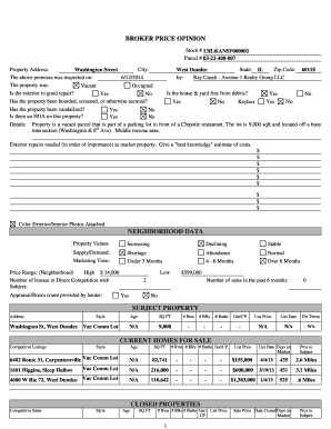 Broker Price Opinion Form