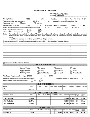 Broker Price Opinion Form