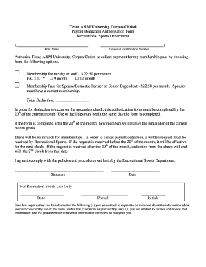 Texas A&M University Payroll Deduction Authorization Form