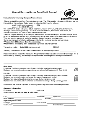 Mammut Barryvox Service Form