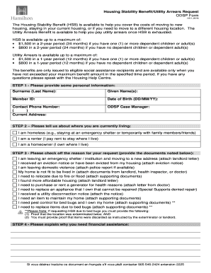 Housing Stability Benefit/Utility Arrears Request Form