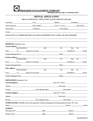 California Rental Application Form