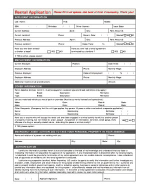 Rental Application Form