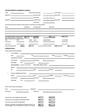 Twin Lakes Residential Application Form