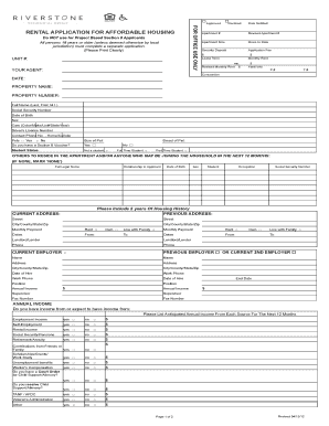 Rental Application for Affordable Housing