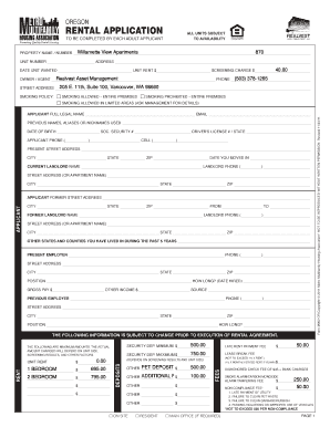 Oregon Rental Application Form