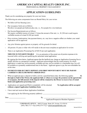 Rental Application Form