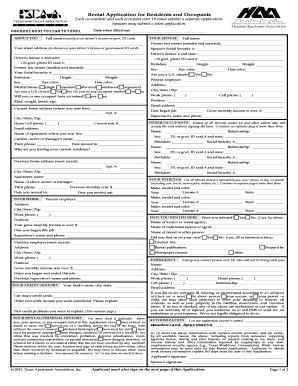 Rental Application for Residents and Occupants